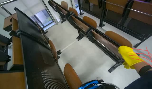 Folding desks in lecture hall: egocentric robotics sample