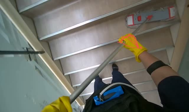 Mopping stairs and landing: egocentric robotics sample