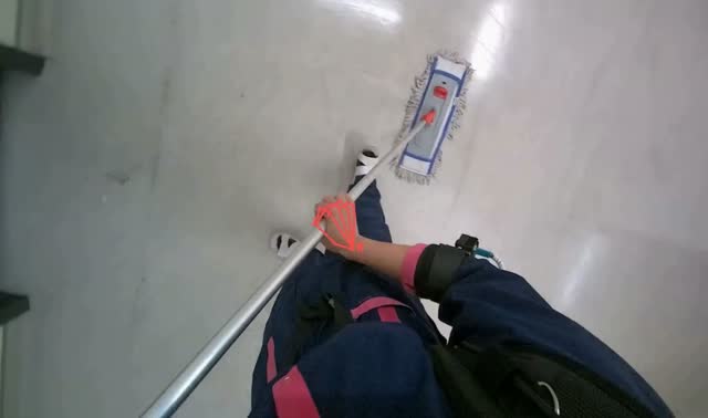 Cleaning mop head in bucket: egocentric robotics sample