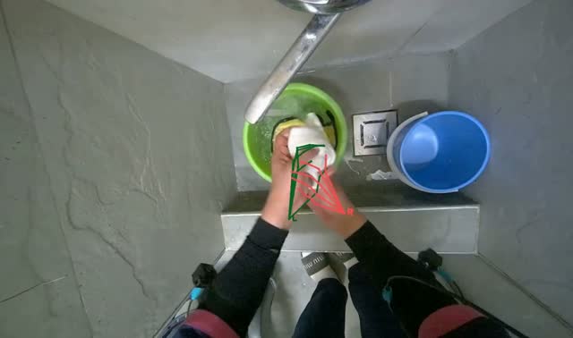Washing a Cleaning Cloth: egocentric robotics sample