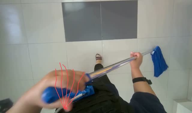 Preparing mop at cleaning cart: egocentric robotics sample