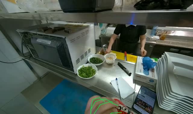 Mixing ingredients in a small cup: egocentric robotics sample