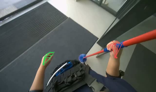 Dusting glass entrance doors: egocentric robotics sample