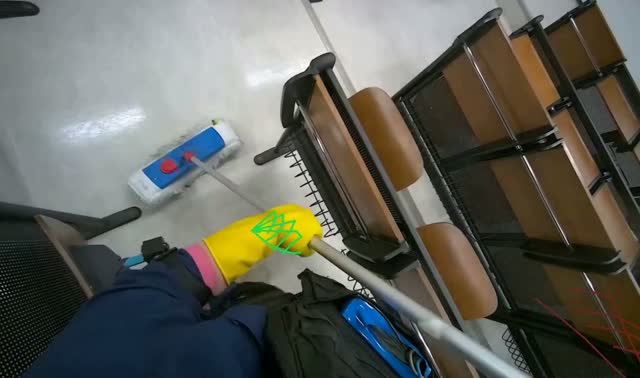 Mopping lecture hall floor: egocentric robotics sample