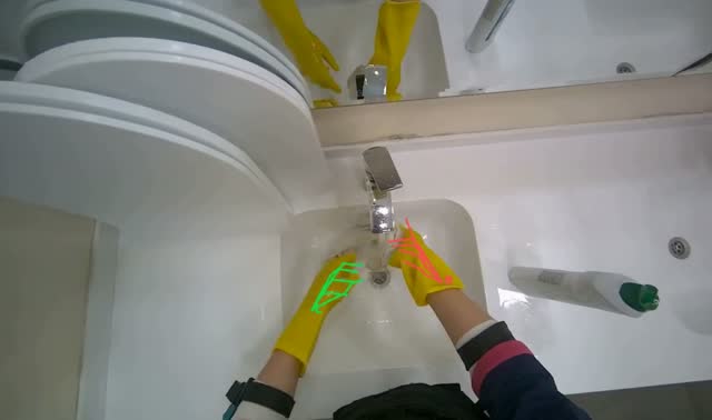 Wiping sink and faucet: egocentric robotics sample
