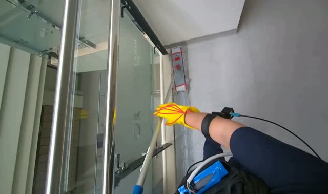 Mopping hallway floor: egocentric robotics sample