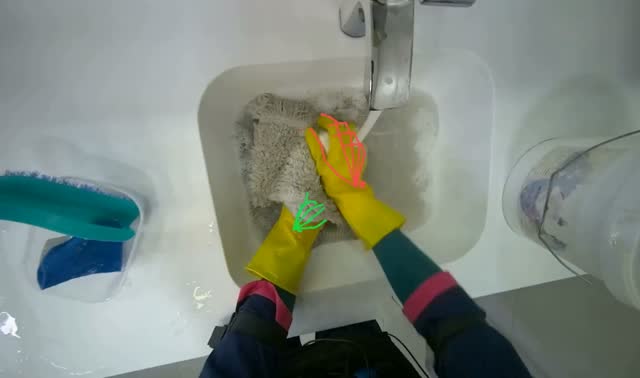 Washing mop head in sink: egocentric robotics sample