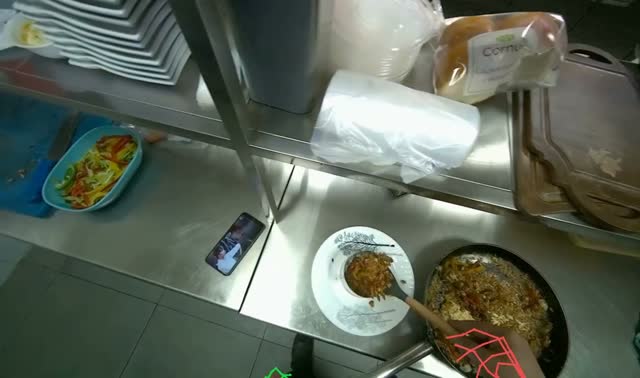 Serving cooked food onto plate: egocentric robotics sample