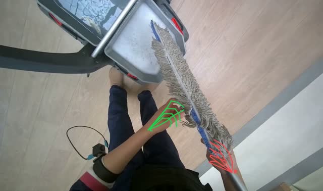 Washing mop head in bucket: egocentric robotics sample