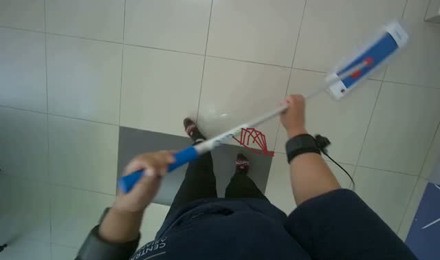 Mopping office floor with flat mop: egocentric robotics sample