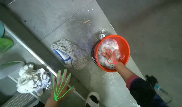 Wringing out mop head: egocentric robotics sample