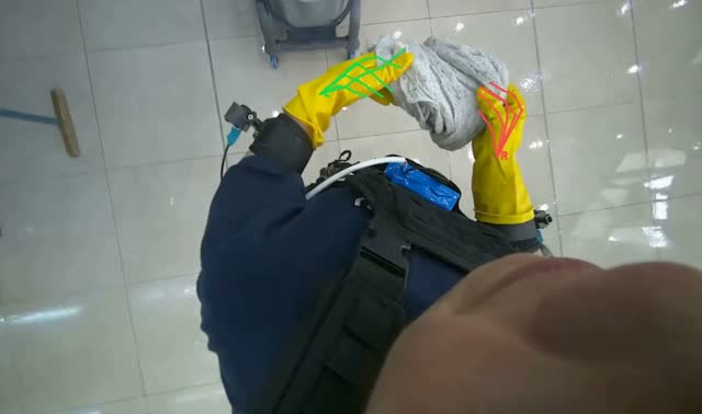 Wringing and reattaching mop head: egocentric robotics sample