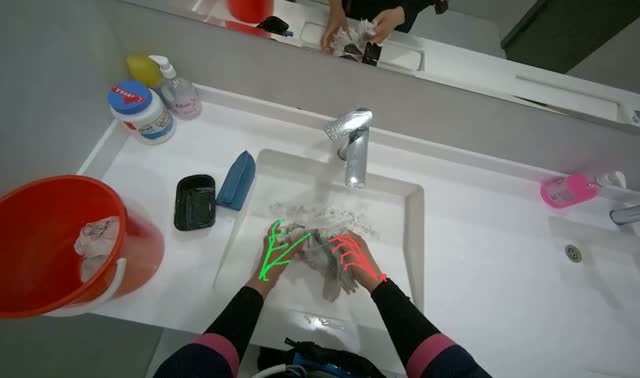 Washing mop head in sink: egocentric robotics sample