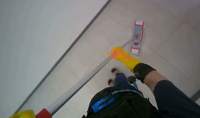 Mopping hallway floor: egocentric robotics sample