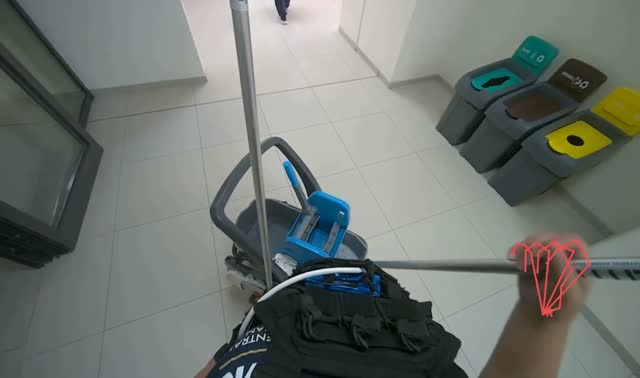 Preparing mop for cleaning: egocentric robotics sample