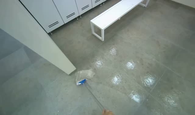 Mopping locker room floor: egocentric robotics sample