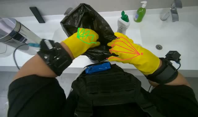 Cleaning and preparing a trash bucket: egocentric robotics sample