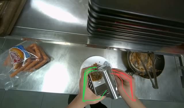 Grating ingredient onto noodles: egocentric robotics sample