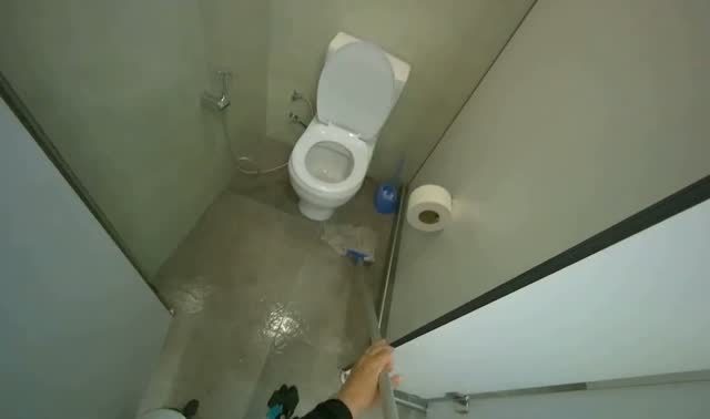 Mopping toilet stalls: egocentric robotics sample