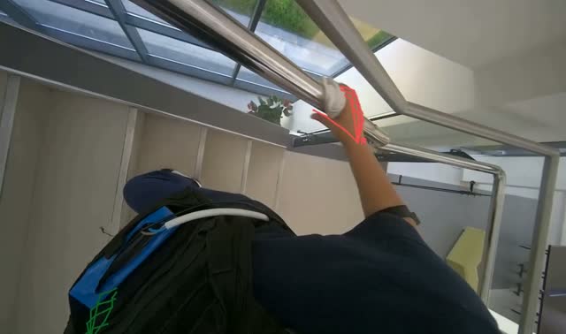 Wiping staircase handrail: egocentric robotics sample