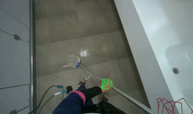 Mopping locker room floor: egocentric robotics sample