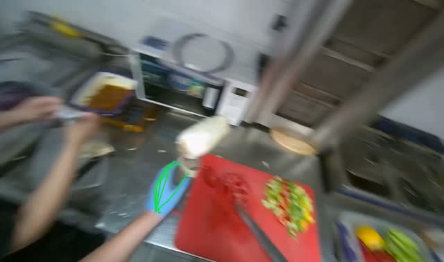 Chopping vegetables on cutting board: egocentric robotics sample