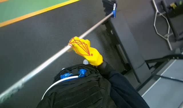 Cleaning floor around gym equipment: egocentric robotics sample