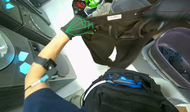 Sorting laundry into basket: egocentric robotics sample