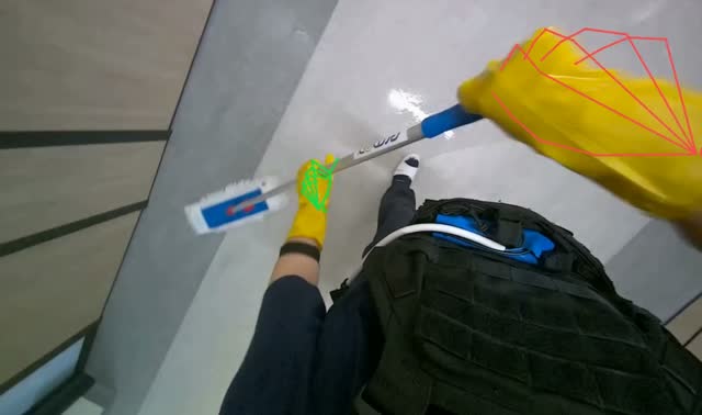 Mopping hallway floor: egocentric robotics sample