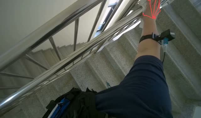 Wiping metal stair railing: egocentric robotics sample