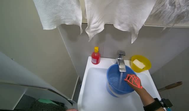 Preparing cleaning cloth and water: egocentric robotics sample