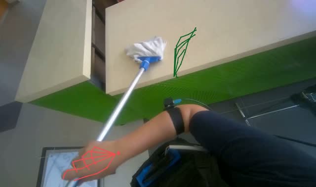 Cleaning counter with mop: egocentric robotics sample