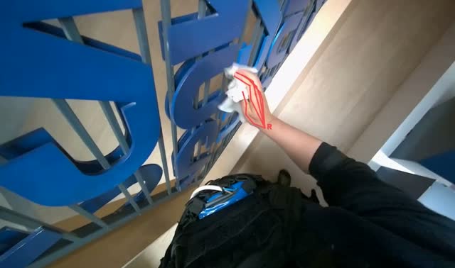 Wiping blue display structure: egocentric robotics sample