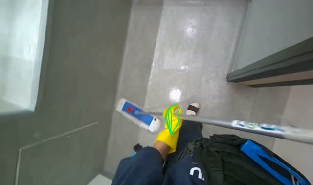 Mopping hallway floor: egocentric robotics sample