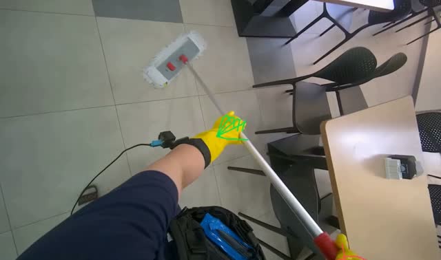 Mopping cafeteria floor: egocentric robotics sample