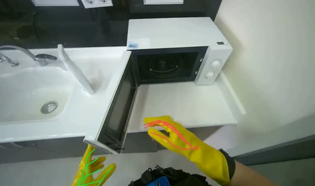 Preparing and spraying microwave for cleaning: egocentric robotics sample