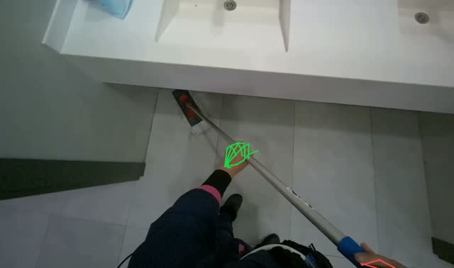 Mopping bathroom floor: egocentric robotics sample