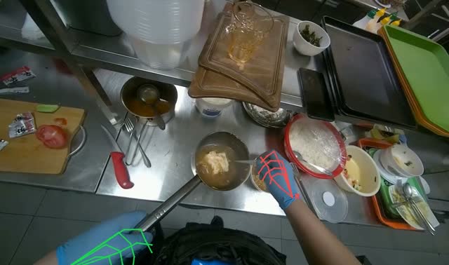 Placing prepared meal into white dish: egocentric robotics sample