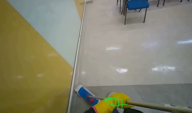 Mopping conference room floor: egocentric robotics sample