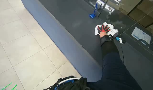 Wiping reception counter: egocentric robotics sample