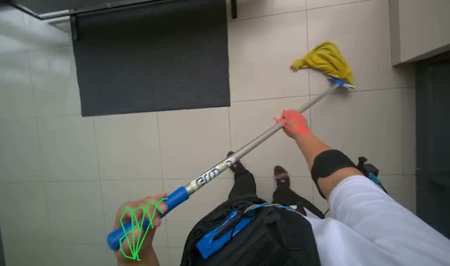 Mopping hallway floor: egocentric robotics sample