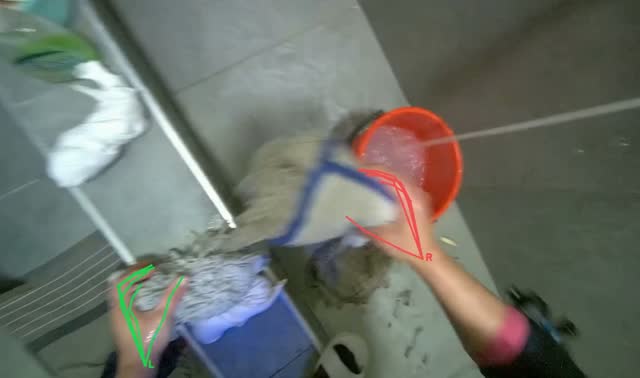 Rinsing and wringing mop head: egocentric robotics sample
