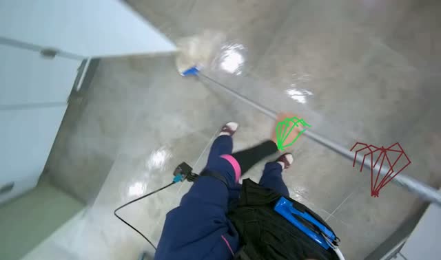 Mopping bathroom floor: egocentric robotics sample