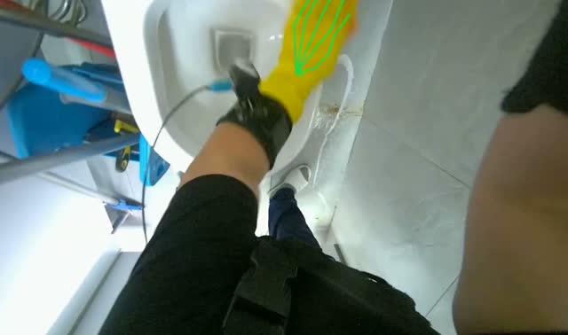 Scrubbing toilet with sponge: egocentric robotics sample