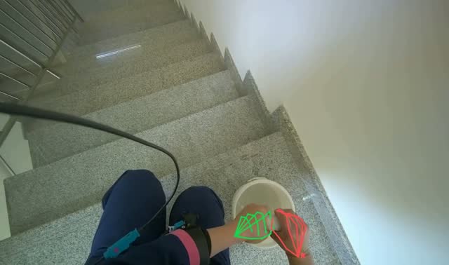 Wiping metal stair railing: egocentric robotics sample