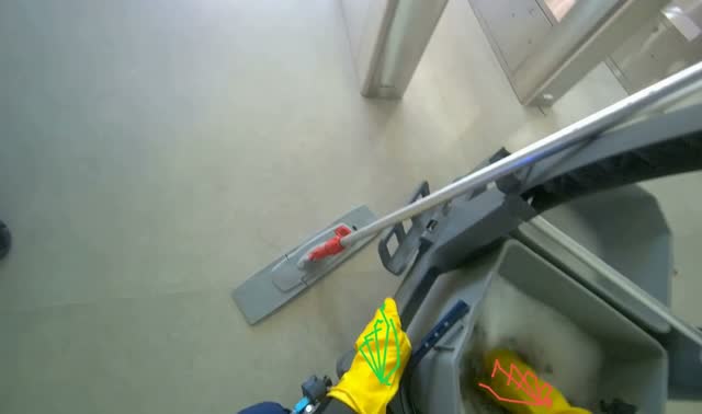 Preparing mop for cleaning: egocentric robotics sample