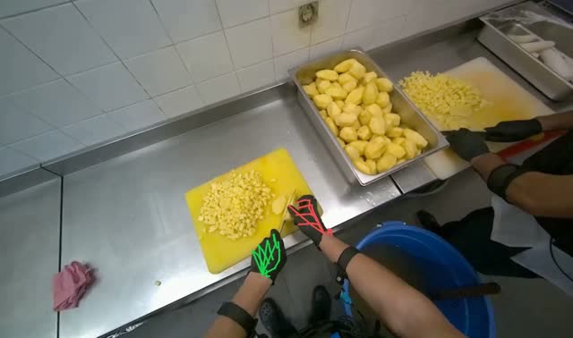 Chopping potatoes into cubes: egocentric robotics sample