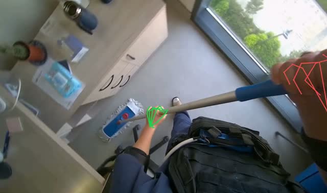 Mopping office floor: egocentric robotics sample