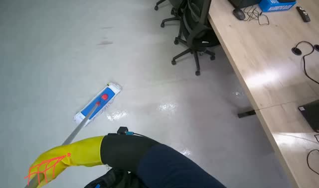 Mopping office floor: egocentric robotics sample