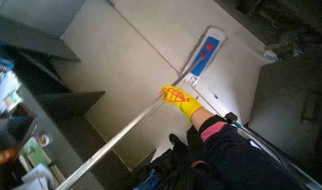 Mopping office area floor: egocentric robotics sample
